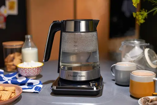 Russell Hobbs Электрочайник Attentiv Kettle, 1.7л, Strix, стекло, база с хранилищем для шнура, серый - фото 9