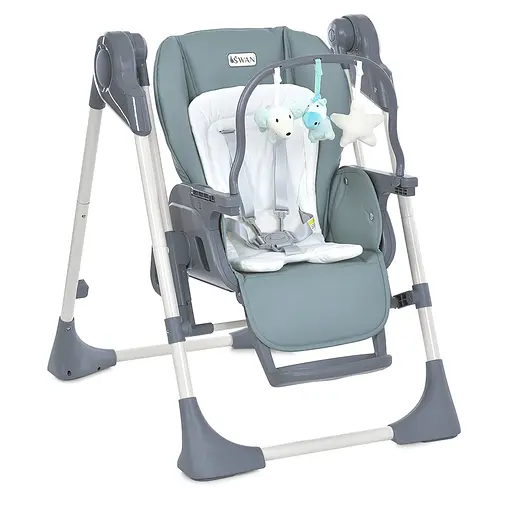 Стул для кормления-качели El Camino ME 1087-G SWAN, с Bluetooth Pale Green - фото 7