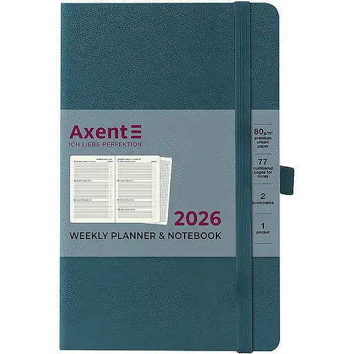 Еженедельник Axent 2026 Partner Strong 125 x 195 мм лазурный (8505-26-63-A) - фото 2