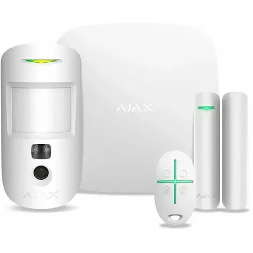 Комплект бездротової сигналізації Ajax StarterKit Cam Plus (HDR) white (Hub 2 Plus /MotionCam(HDR)/DoorProtect/SpaceControl) - фото 1