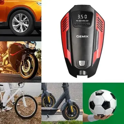Автокомпрессор Gemix Model E black/red цифровой поршневой манометр функция Autostop фонарик 35 л/мин - фото 6