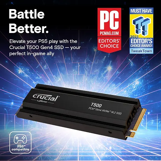 Накопитель SSD Crucial m.2 NVMe 1TB T500 with heatsink (CT1000T500SSD5) - фото 4