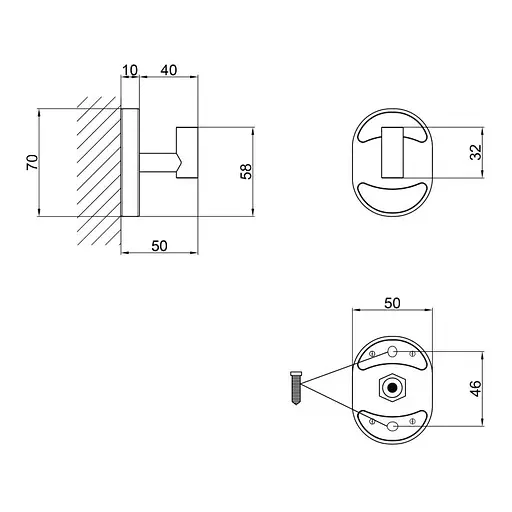 Крючок для халата настенный LIDZ (CRM)-114.06.01 - фото 3