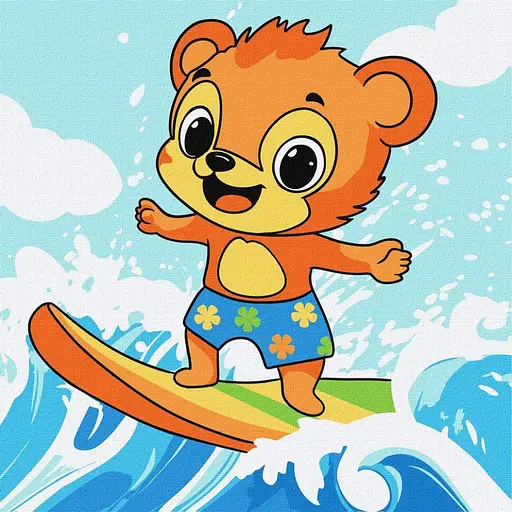 Картина за номерами "Літо. Ведмедик ловить хвилю" ©art_selena_ua KHO1250, 25х25 см