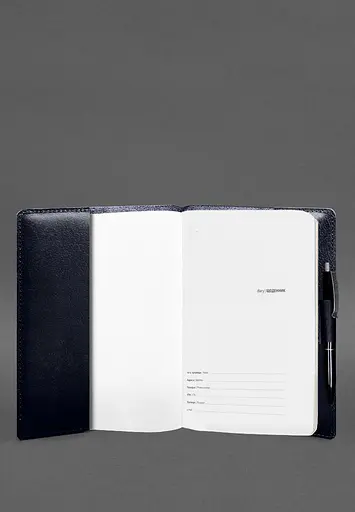 Кожаный блокнот А5 (софт-бук) 9.3 синий Краст - фото 3