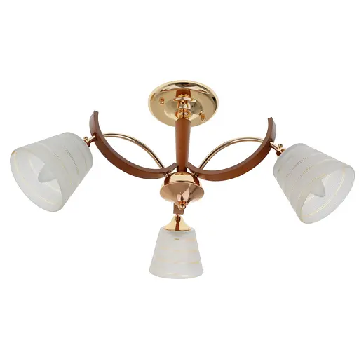 Люстра Brille стельова дерев'яна для вітальні E27 60W G (LK-680S/3)