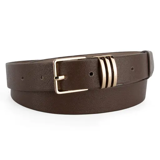 Ремінь жіночий шкіряний JK-3063 мокко із золотою пряжкою (115 см) - фото 1