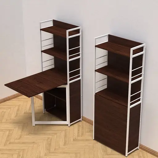 Стол книга с этажеркой Практик 2 Ferrum-decor 1555x640x990 Белый металл ДСП Венге Магия 16 мм (FRD-105392)