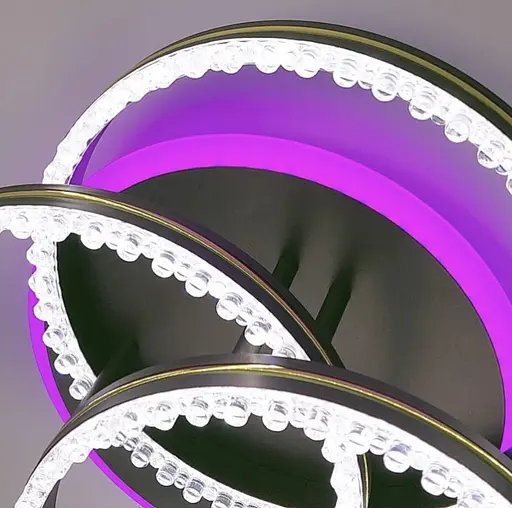 LED люстра на 3 кільця в корпусі coffee з золотистою смужкою Line.F A 55063/3C RGB CF+GD - фото 3