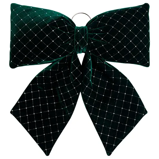 Новорічний оксамитовий бант Yiwu зі стразами 55х70 см Зелений CR-2-17