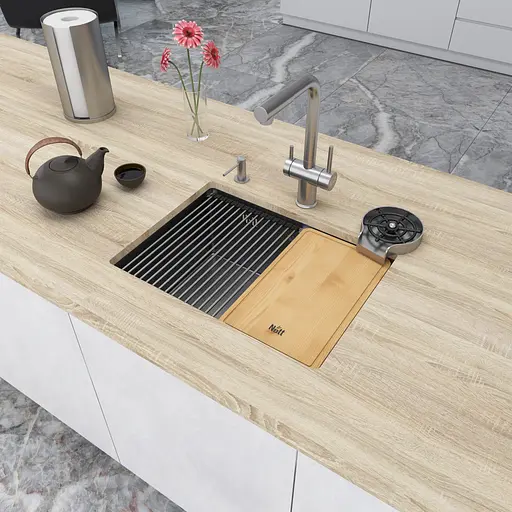 Кухонна мийка під стільницю з нержавіючої сталі кухонна станція Nett NS-5742, Нержавіюча сталь - фото 5