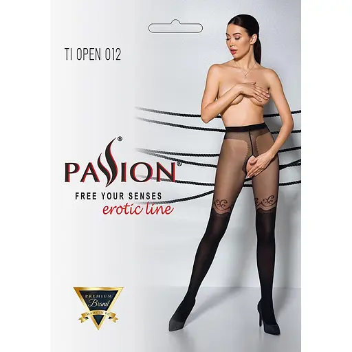 Колготки с открытым доступом двойная плотность Tiopen 012 black (20/40 den) - Passion 1/2 - фото 5