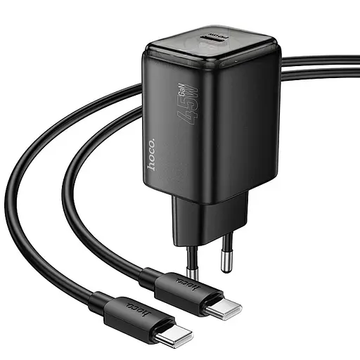 МЗП Hoco N54 Monsoon PD45W (1USB-C) + Type-C to Type-C Black - фото 2