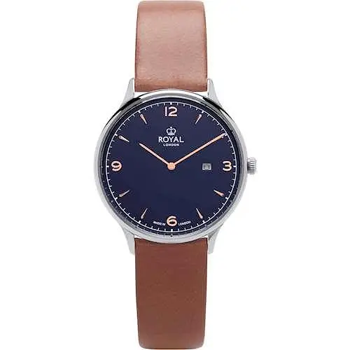 Женские водонепроницаемые наручные часы Royal London 21461-03 кварцевые с кожаным ремешком