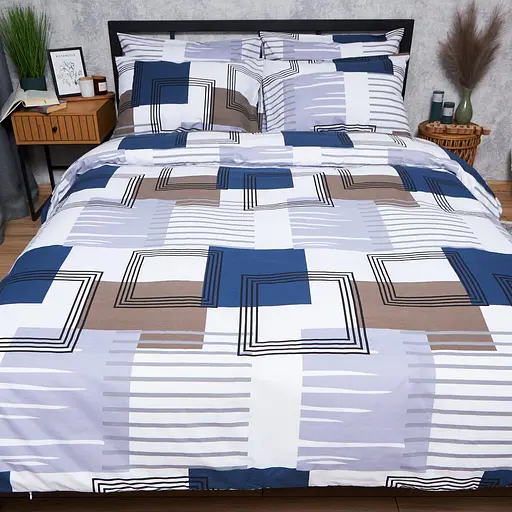 Комплект постільної білизни Moon&Star Бязь Gold Люкс Bold Lines King Size 220x240 наволочки 4х50х70 - фото 4