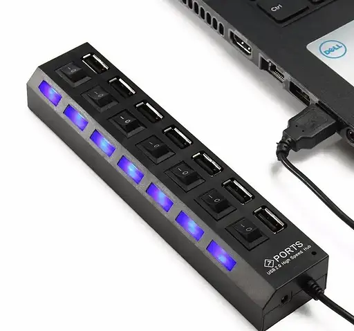 USB хаб Combi концентратор на 7 портів з підсвічуванням  - фото 4