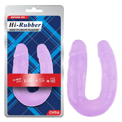 Двосторонній фалоімітатор Hi-Rubber Born To Create Pleasure 14 Inch 43 см фіолетовий - фото 2