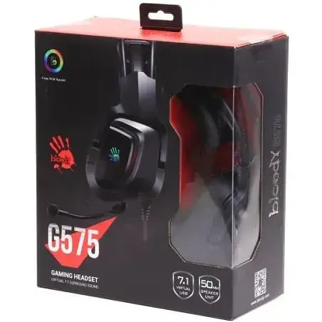 Навушники Bloody G575 Black USB Hi Fi 7.1 віртуальний звук RGB підсвічування накладні кабель 2 м - фото 6