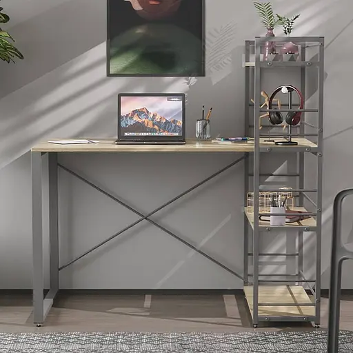 Письменный стол Ferrum-decor Серии Коннект с этажеркой 75x120x60 серый ДСП Дуб Сонома 16мм (FRD-104233)