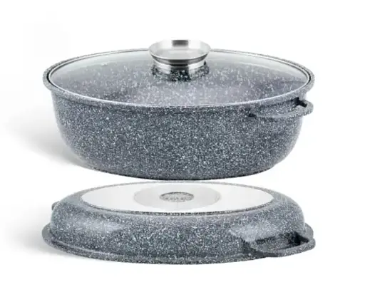 Гусятниця Edenberg EB-4602 з литого алюмінію з мармуровим покриттям з кришкою - фото 3