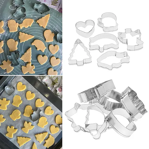 Набір металевих форм для вирізання висічки вирубки печива 6 шт. (янголятко, ялинка, рибка, сердечко), Master Class Сірий 86828 - фото 1