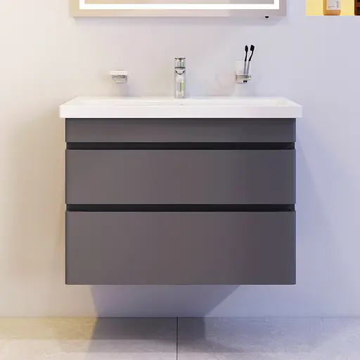 Тумба з умивальником AM.PM Hit підвісна 75 см графіт матовий M93A-FHX0752-WC0752GM38 Графіт - фото 2