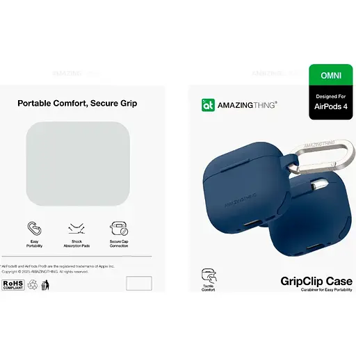 Чехол AmazingThing Omni GripClip Case для Apple AirPods 4 Titan Blue (APRO4OMDB) [131103] - фото 4