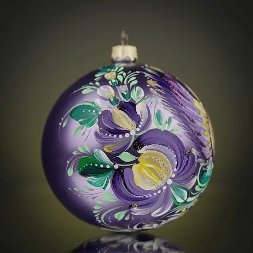 Ялинкова прикраса Різдвяні історії Петриківка пташка щастя куля скло (4820001180053) - фото 2