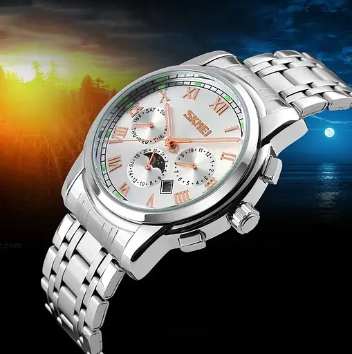 Наручные классические часы Skmei 9121 серебристые - фото 4