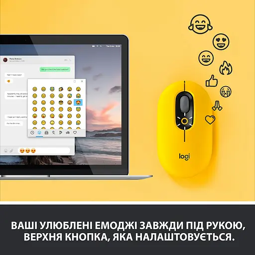 Миша комп'ютерна Logitech Pop Mouse Bluetooth Blast Yellow (910-006424, 910-006546) - фото 3