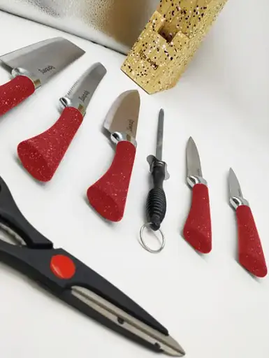 Набор ножей для кухни с подставкой Rainberg RB-8806 кухонные ножи и подставки красный - фото 2