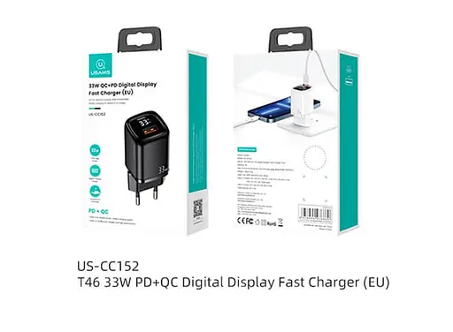 Зарядний пристрій Usams 33w з дисплеєм Digital Display Fast Charger CC152 T46 - фото 10