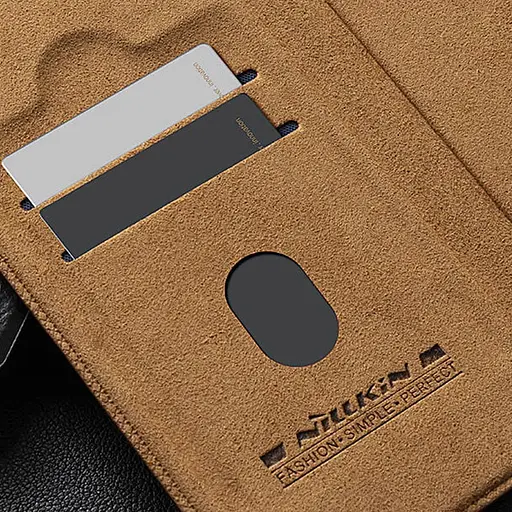 Кожаный чехол-книжка Nillkin Qin Prop для Apple iPhone 16 Pro 6.3 Brown - фото 6