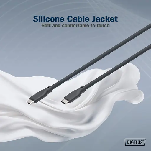 Digitus Кабель USB-C заряджання/синхронізації, 2м, USB 3.2 Gen1, 5G, 100W, 4K, силіконовий, чорний - фото 6