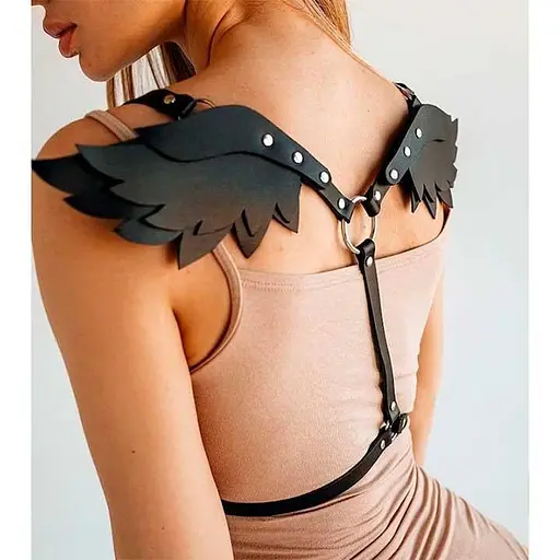 Портупея з крильцями Black Angel екошкіра K000994 - фото 3