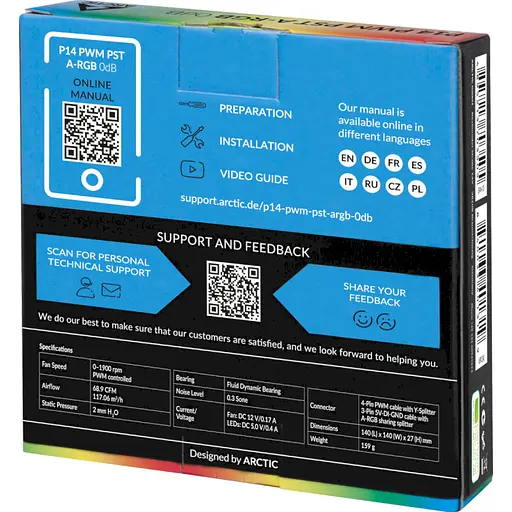 Вентилятор Arctic P14 PWM PST A-RGB 0dB Black (ACFAN00239A) - фото 5