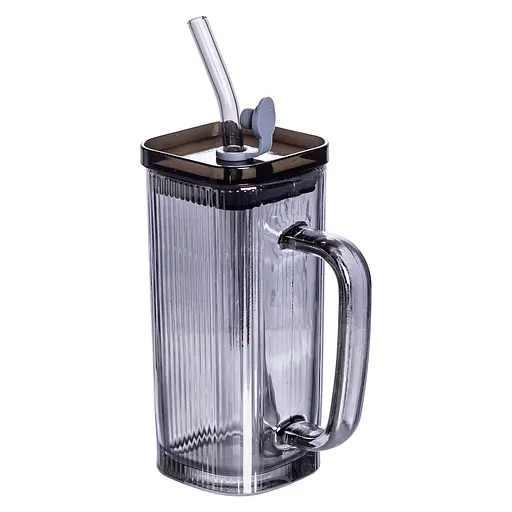 Кружка скляна з кришкою та трубочкою 280 (мл) Yiwu HP-19-52 - фото 2