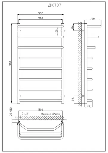 Водяной полотенцесушитель Kosser Каскад Трапеция 900x530/8 ДКТ07, Хром - фото 5