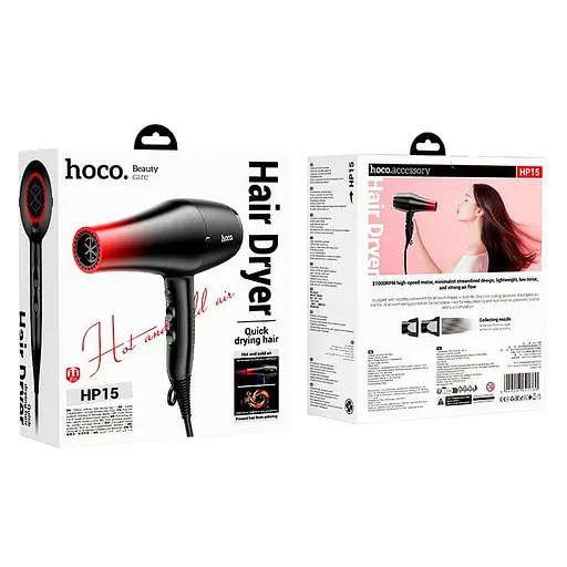 Фен Hoco Hot and cold air hair dryer HP15, 2000-2400W, 21000RPM - фото 2