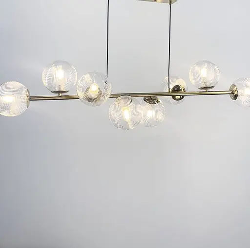 Видовжений світильник із 8 гранчастими плафонами, 130 см | Line F | Арт. Q08/8 AB - фото 6