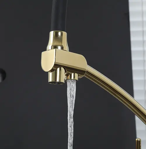 Смеситель для кухни Gappo с подключением фильтра G4398-13 золото/черный Золотой - фото 4