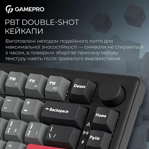 Клавиатура GamePro Asgard Yord Keychron Super Red Switch Wireless/Bluetooth/USB Black беспроводная (MK266BK) - фото 6