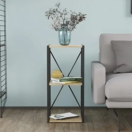 Етажерка 3/34 Ferrum-decor Серії Коннект 73x34x28 чорний ДСП Дуб Сонома 16мм (FRD-104292)