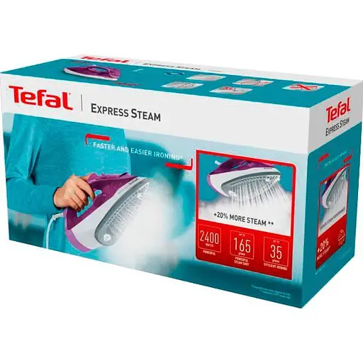 Утюг Tefal Express Steam FV2836E0 бело-фиолетовый [91240] - фото 2