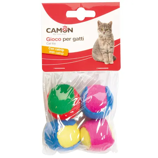 Игрушка для кошек Camon фэнтези шарики из полиэстера и кошачьей мяты 4 шт. (AG135)