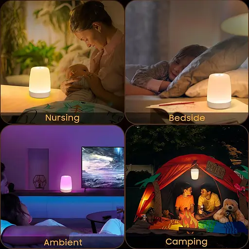 Нічний світильник YUNJAYI для дитячої спальні, сенсорне управління, світлодіодний світильник з теплим білим світлом і 256 кольорам - фото 6