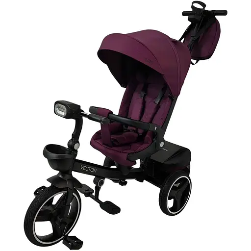 Дитячий триколісний велосипед El Camino ME 1162-1 Vector Purple сидіння 360° дощовик підсклянник рюкзак