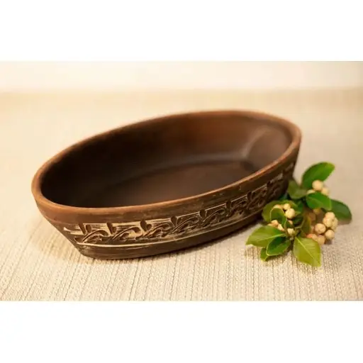 Емкость под холодец керамическая (глиняная) с орнаментом