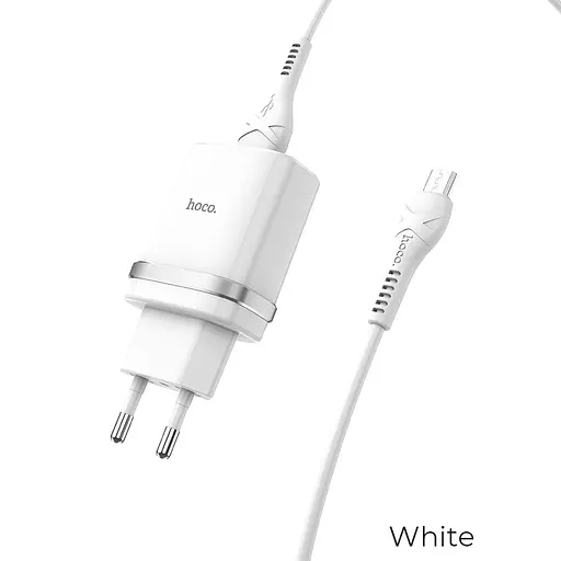 Адаптер сетевой HOCO Micro USB cable Smart FCP/AFC C12Q 18W белый - фото 1