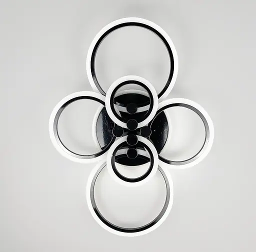 Светодиодная люстра Senta на 6 колец в черном корпусе на 3 световых режима Line F | Ст. A2374/6 BR BK - фото 1